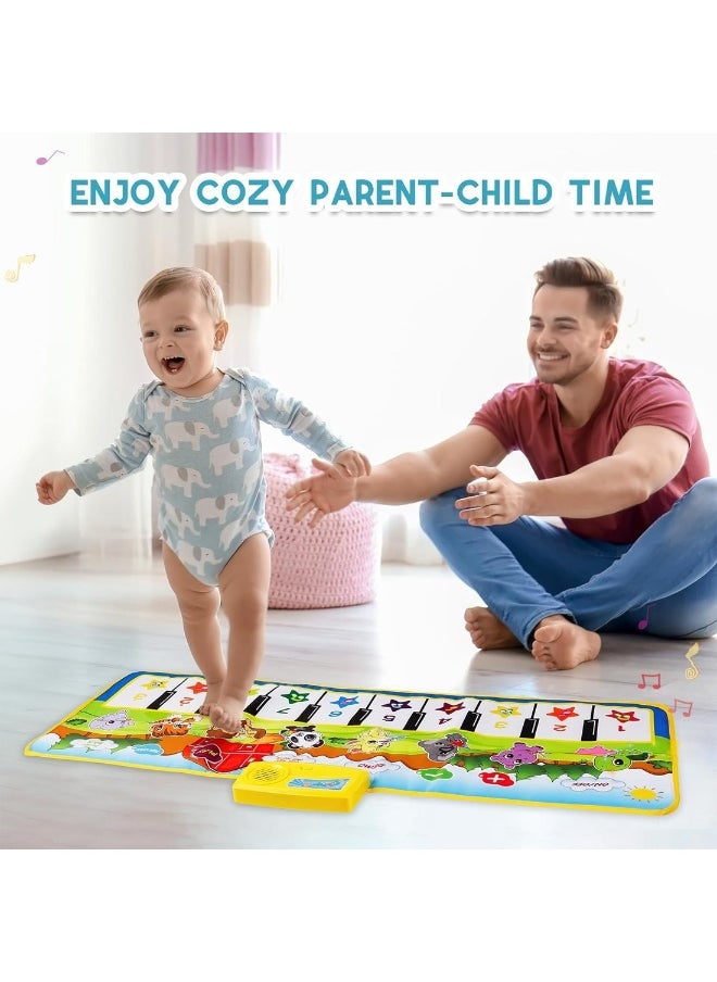 Piano Mat 39.5 Inch X 14 Inch Musical Mat 8 Instrument Sounds Piano Mat For Toddlers Touch Play Dancing Mat Toy