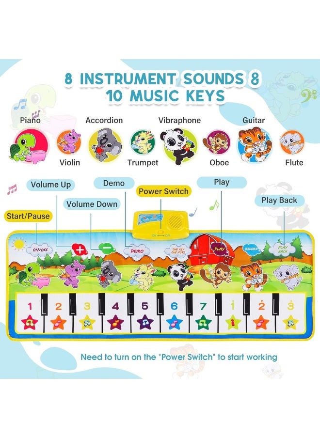 Piano Mat 39.5 Inch X 14 Inch Musical Mat 8 Instrument Sounds Piano Mat For Toddlers Touch Play Dancing Mat Toy