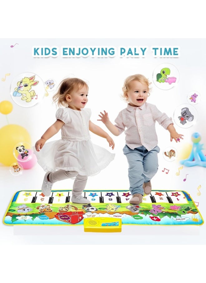 Piano Mat 39.5 Inch X 14 Inch Musical Mat 8 Instrument Sounds Piano Mat For Toddlers Touch Play Dancing Mat Toy