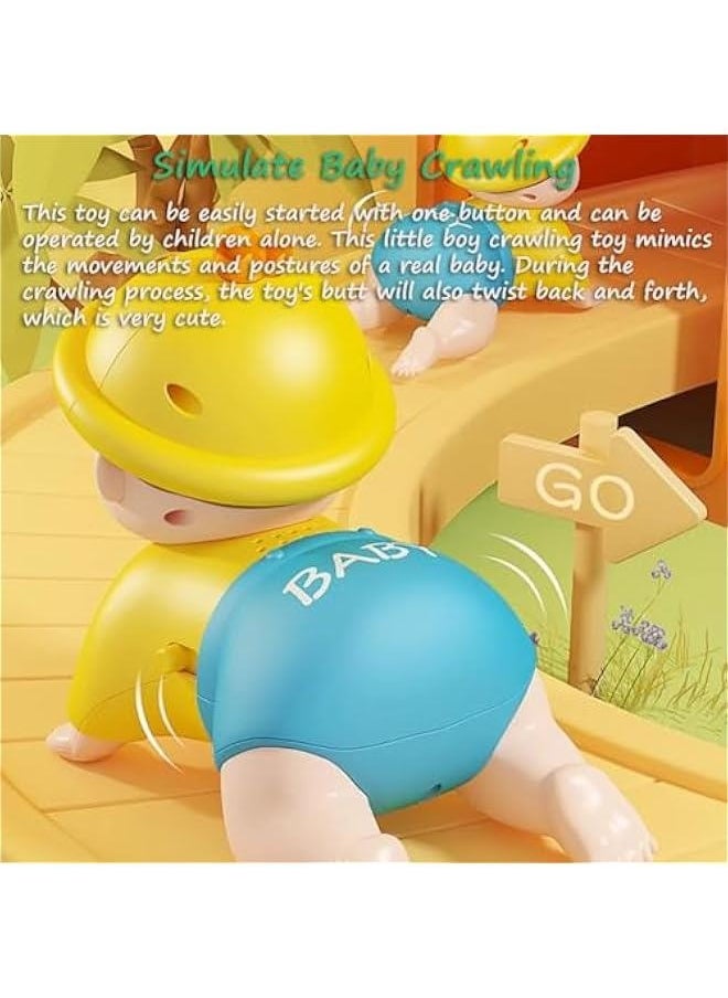 Baby Crawling Toy, Crawling Baby Toy Crawling Boy Toy Funny Electric Kids Crawling Toy Baby Head-up Exercises Toy Enlightenment Crawling Doll with Music and Lights for Toddlers, Boys, Girls