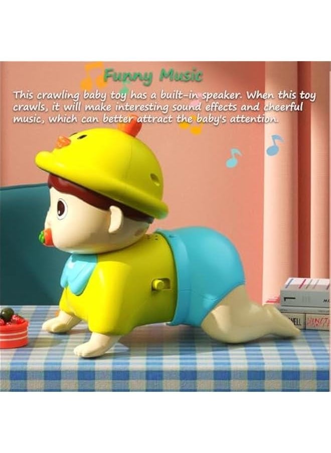 Baby Crawling Toy, Crawling Baby Toy Crawling Boy Toy Funny Electric Kids Crawling Toy Baby Head-up Exercises Toy Enlightenment Crawling Doll with Music and Lights for Toddlers, Boys, Girls