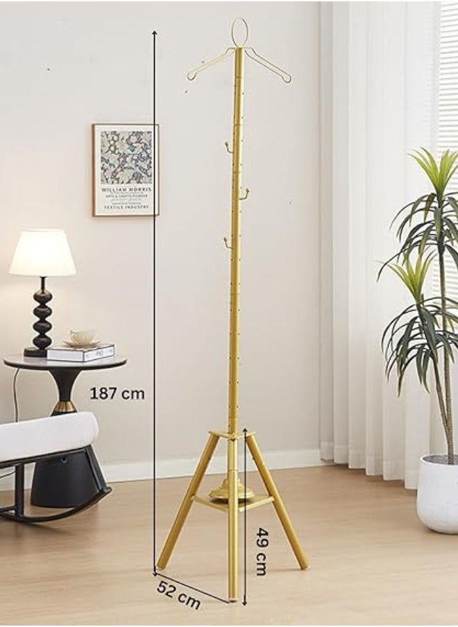 Cloth Incense Burner Stand, 175cm Long Bakhoor Burner Stand Hanger With Steaming Clothes, Cloth Hooks And Holes For Home Bedroom Hotel Hall Tree for Robe, Coats, Hats, Scarves, And Clothe Make Your Clothe Graceful(Golden)