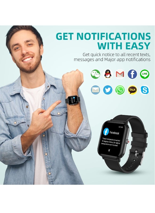 Smart Watch Fitness with 24 Sports Modes, 5ATM Swimming Waterproof, Blood Oxygen Heart Rate Sleep Monitor Step Calorie Counter 1.7 Touchscreen Smartwatch Fitness Watch for Android iPhone