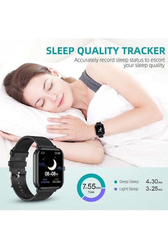 Smart Watch Fitness with 24 Sports Modes, 5ATM Swimming Waterproof, Blood Oxygen Heart Rate Sleep Monitor Step Calorie Counter 1.7 Touchscreen Smartwatch Fitness Watch for Android iPhone