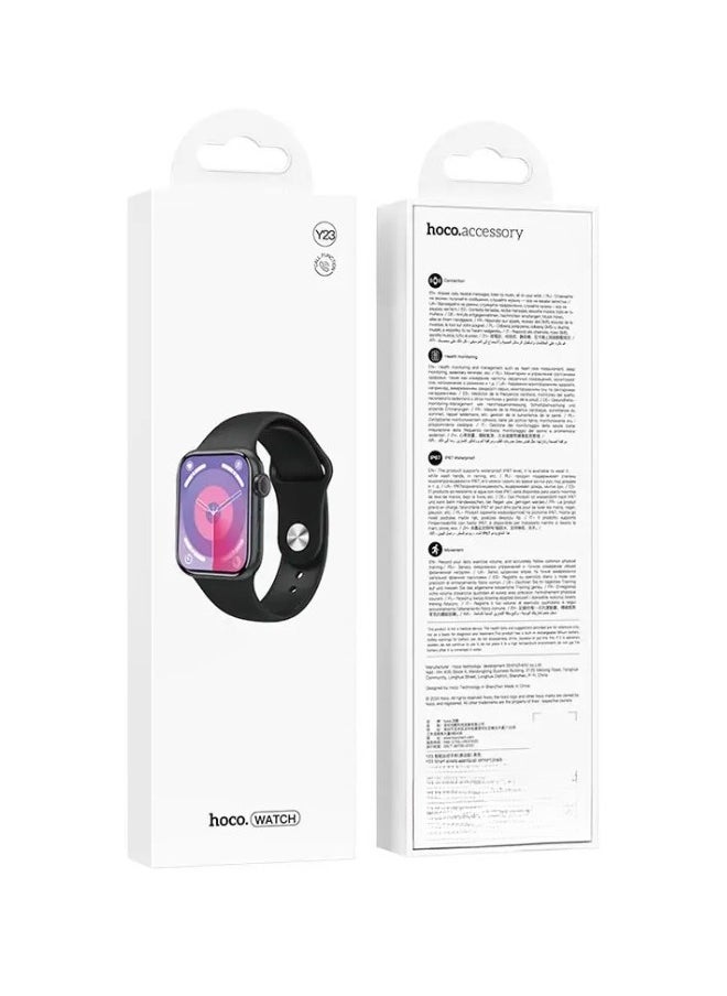 Smart watch HOCO Y23 - Sports Calling Edition, 2.02-inch Smooth Screen Bluetooth V5.0, Supports Sleep Monitoring, Heart Rate Monitoring, Physical Activity Monitoring, Sedentary Reminder - Black
