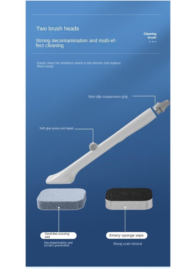 Multi Functional Disposable Pot Brush Automatic Addition Of Dishwashing Liquid Scouring Cloth Dishwashing Brush Kitchen Cleaning Brush With 5 Pcs Diamond Yarn Brush Heads
