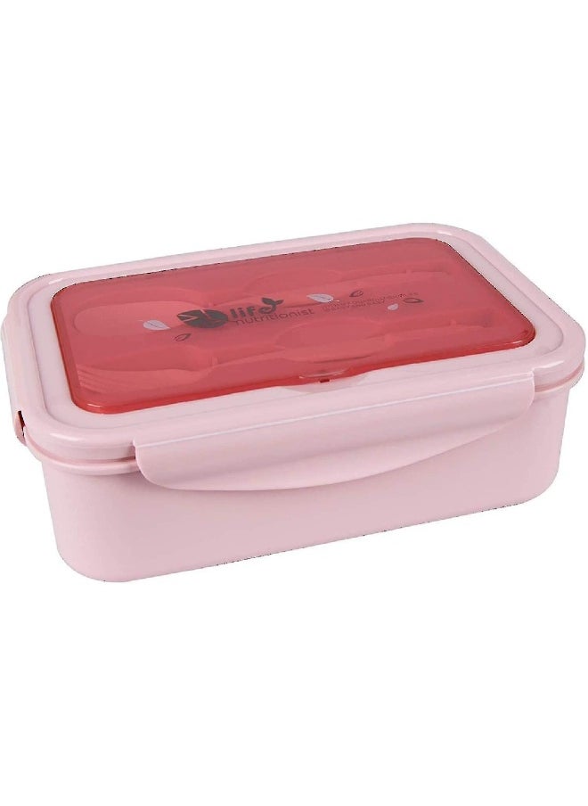 Kitchen Household Portable Three-Compartment Pink Lunch Box