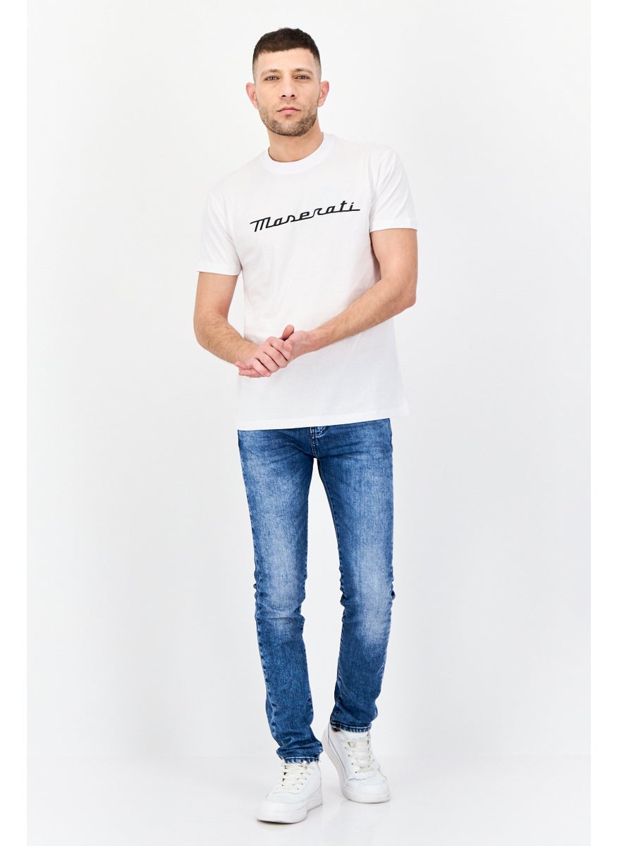 Men Crew Neck Short Sleeve Graphic Print T-Shirt, White