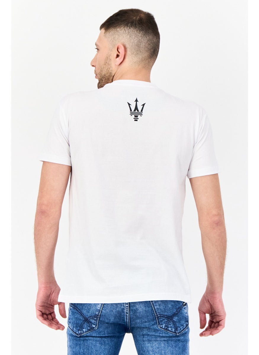 Men Crew Neck Short Sleeve Graphic Print T-Shirt, White