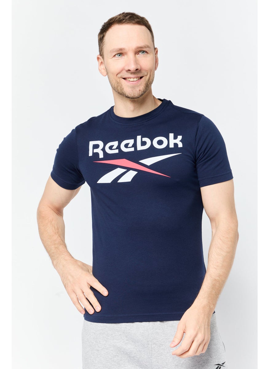 Men Sportswear Fit Short Sleeve Outdoor T-Shirt, Navy