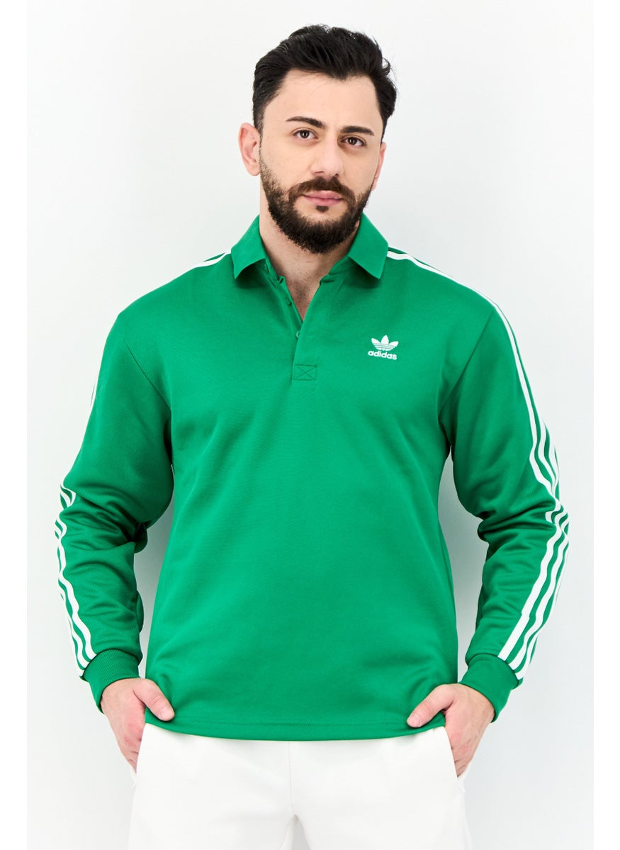 Men Sportswear Fit Long Sleeves Outdoor Polo Shirt, Green
