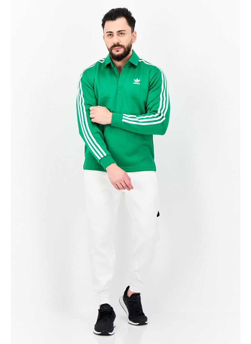 Men Sportswear Fit Long Sleeves Outdoor Polo Shirt, Green