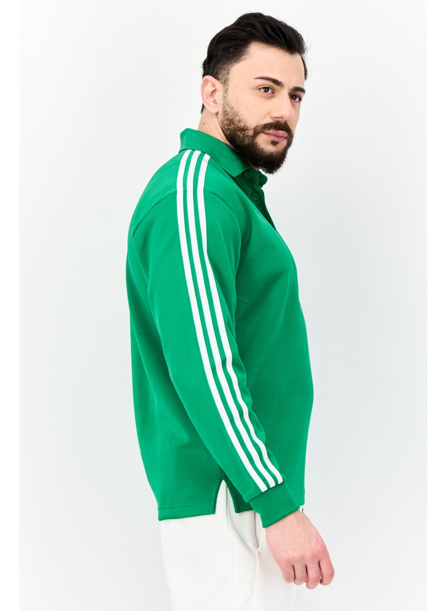 Men Sportswear Fit Long Sleeves Outdoor Polo Shirt, Green