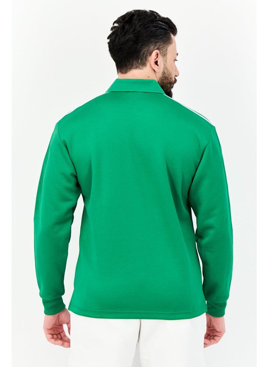 Men Sportswear Fit Long Sleeves Outdoor Polo Shirt, Green