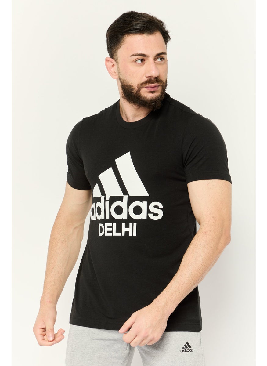 Men Sportswear Fit Short Sleeve Training T-Shirts, Black/White