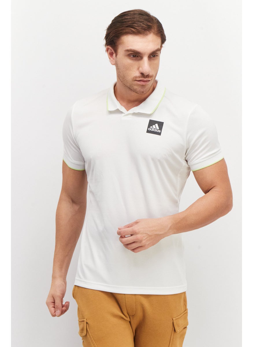 Men Sportwear Fit Brand Logo Polo Shirt, White