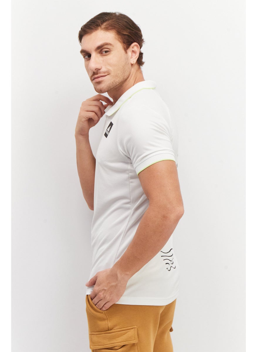 Men Sportwear Fit Brand Logo Polo Shirt, White