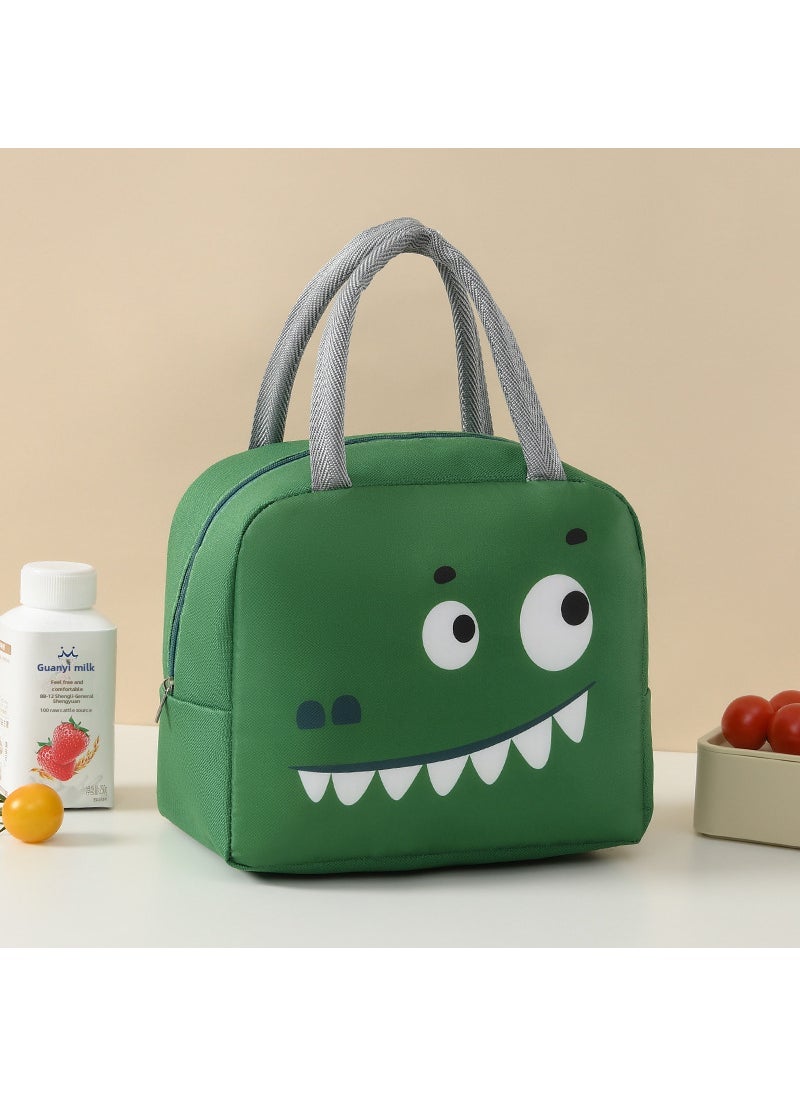 Cute Insulated Lunch Bag Cartoon Kids Portable Green crocodile
