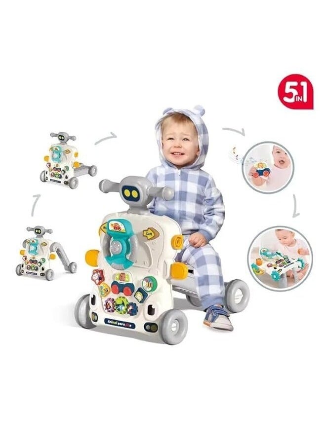 5 in 1 Adjustable Push & Pull Baby Walker for Kids Boy and Girl | 9-30 Months Baby Activity Centre | Sit-to-Stand Learning Walker | Musical & Multi Activity Walker (Colour May Be Vary) (Rock Blue 5In 1)