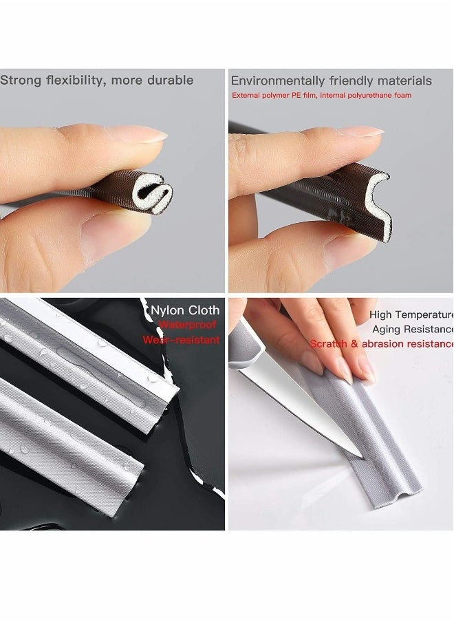 2 Packs Draft Stopper Sweep Door Weatherproofing Stripping Window Seal Strip Self-Adhesive Soundproof Cuttable Wear-Resistant Total 4M