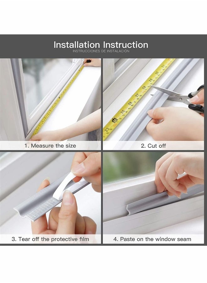 2 Packs Draft Stopper Sweep Door Weatherproofing Stripping Window Seal Strip Self-Adhesive Soundproof Cuttable Wear-Resistant Total 4M