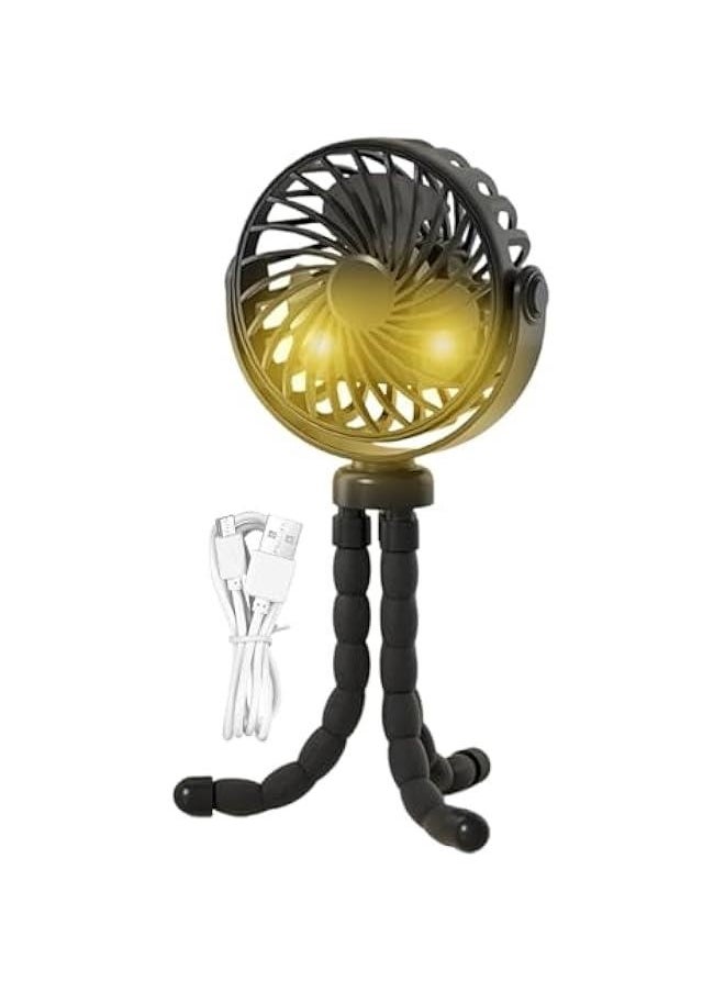 Clip on Fan for Stroller, Clip on Fan for Crib, Stroller Fan Clip on Battery Operated, Stroller on Battery Operated Portable Light Octopus Legs on Fan Low Noise Rechargeables Lights Car Seats on Bab