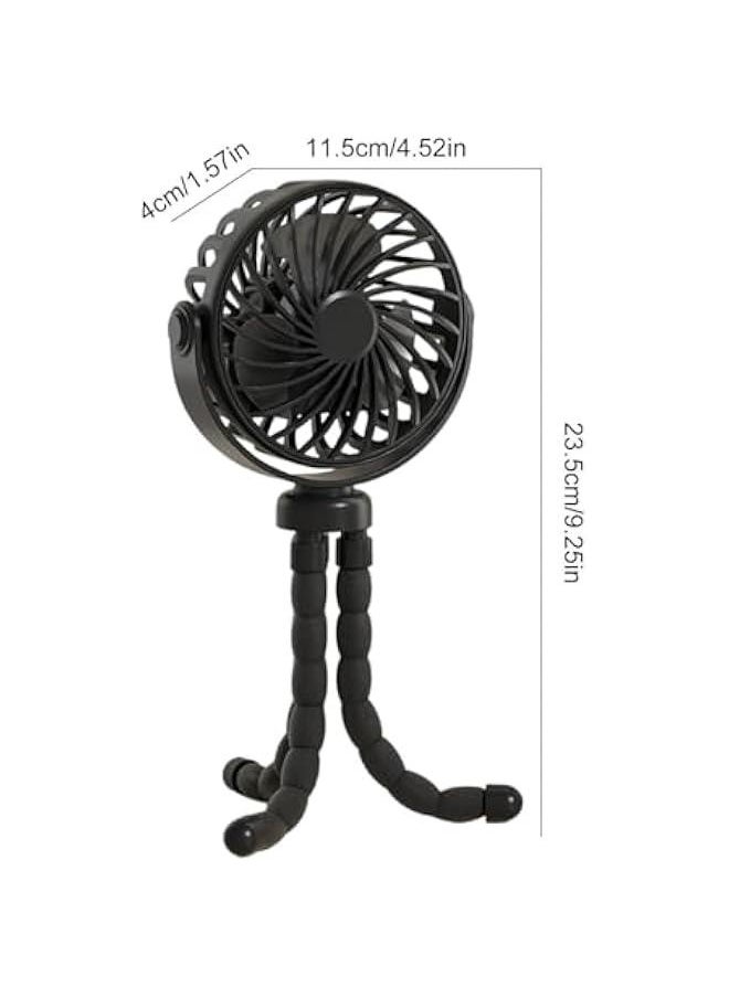 Clip on Fan for Stroller, Clip on Fan for Crib, Stroller Fan Clip on Battery Operated, Stroller on Battery Operated Portable Light Octopus Legs on Fan Low Noise Rechargeables Lights Car Seats on Bab