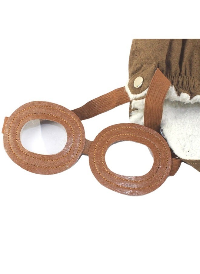 Soft Warmer Winter Hat With Goggles And Aviator For Photography Props，Unisex Children Pilot Hat Aviator Earflap Cap Warm Winter Flight Hat with Goggles Earmuffs Photography Prop for Baby Kid Brown