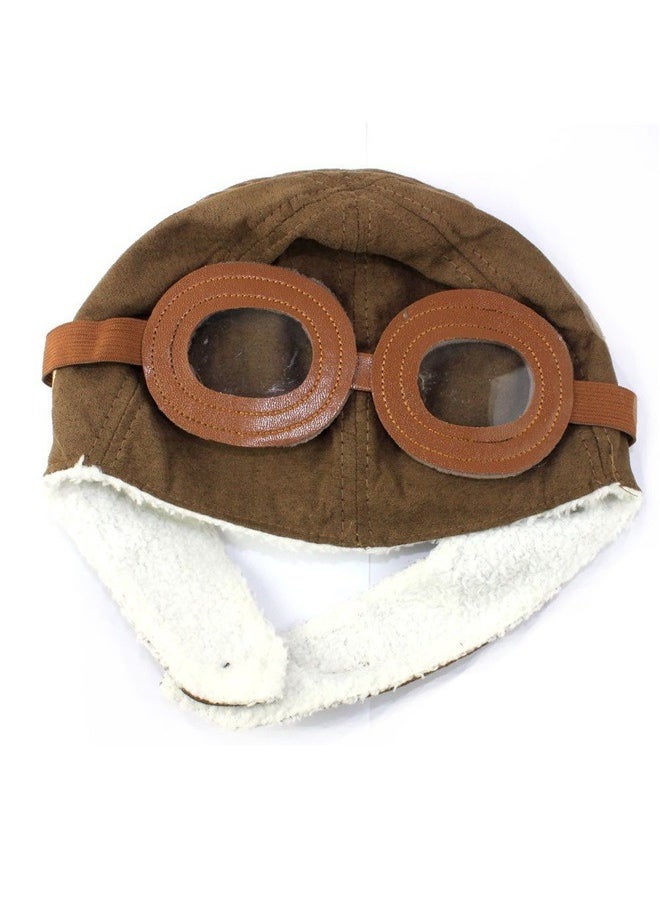 Soft Warmer Winter Hat With Goggles And Aviator For Photography Props，Unisex Children Pilot Hat Aviator Earflap Cap Warm Winter Flight Hat with Goggles Earmuffs Photography Prop for Baby Kid Brown