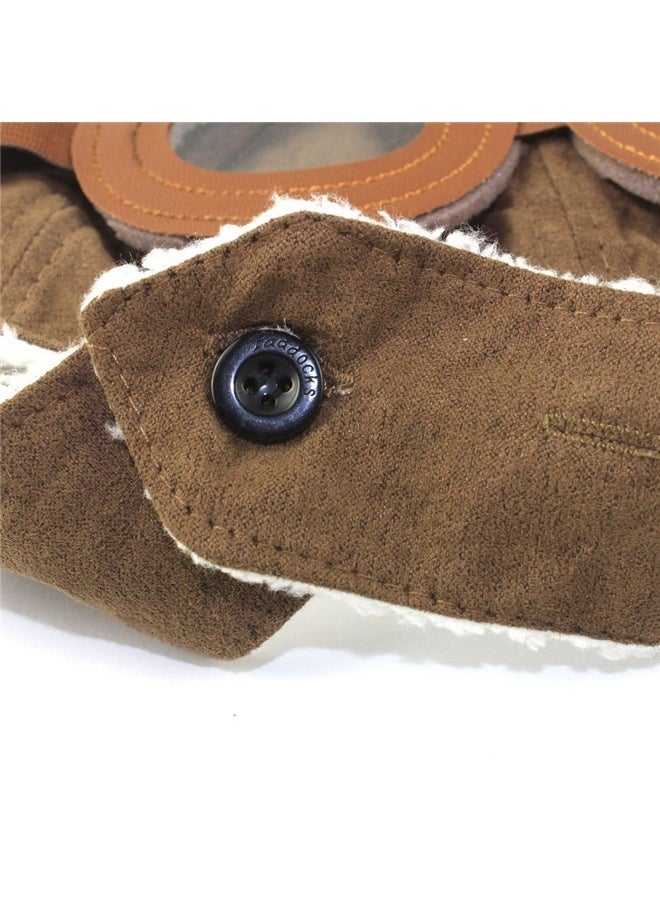 Soft Warmer Winter Hat With Goggles And Aviator For Photography Props，Unisex Children Pilot Hat Aviator Earflap Cap Warm Winter Flight Hat with Goggles Earmuffs Photography Prop for Baby Kid Brown