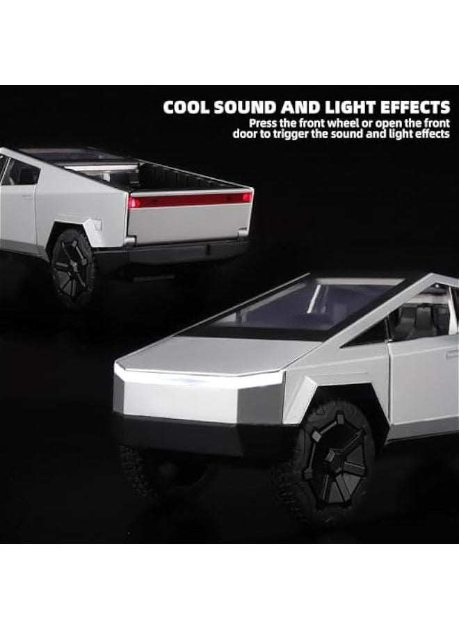 Trucks for Kids Toy Pickup Truck 1/32 Metal Toy Trucks,Big Trucks for Toddlers 3-5,Die Cast Metal Model Trucks,Pull Back Truck Toys with Light and Sound,Toy Trucks for Boys Age 4-7（Silver）