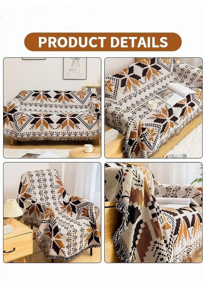 Sofa Throw Blanket,Bohemian Geometric Tassel Woven Sofa Blanket For Bedroom Recliner,Moisture Proof Picnic Mat For Outdoor,130x180cm