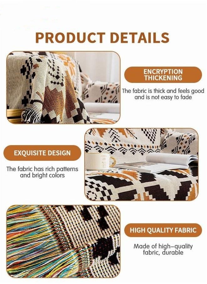 Sofa Throw Blanket,Bohemian Geometric Tassel Woven Sofa Blanket For Bedroom Recliner,Moisture Proof Picnic Mat For Outdoor,130x180cm