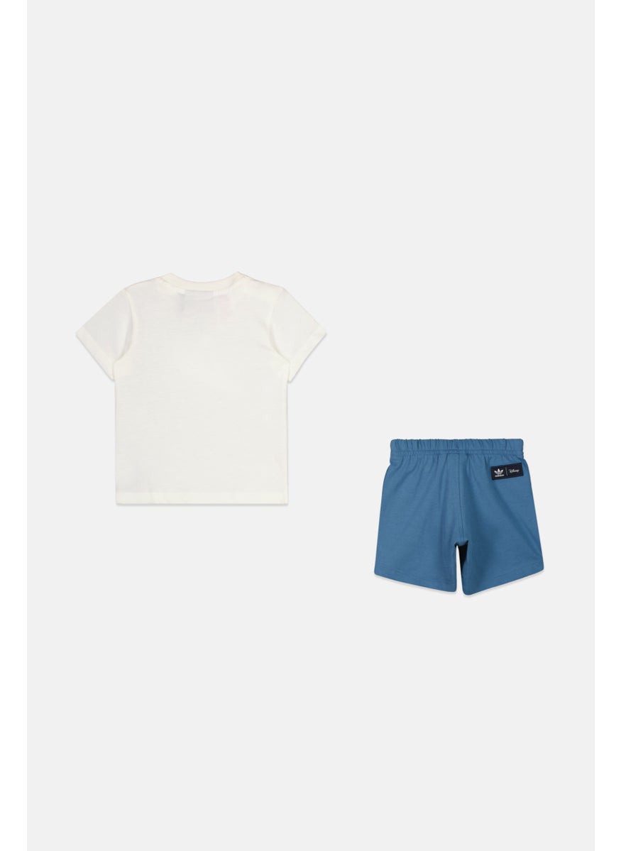 Adidas Originals x Disney Toddlers Boy 2 Piece Graphic Print T Shirt And Short, White/Blue