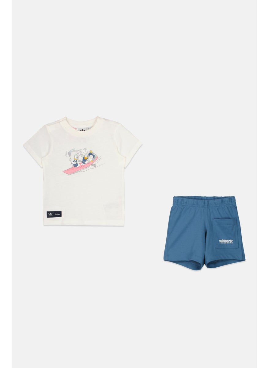 Adidas Originals x Disney Toddlers Boy 2 Piece Graphic Print T Shirt And Short, White/Blue