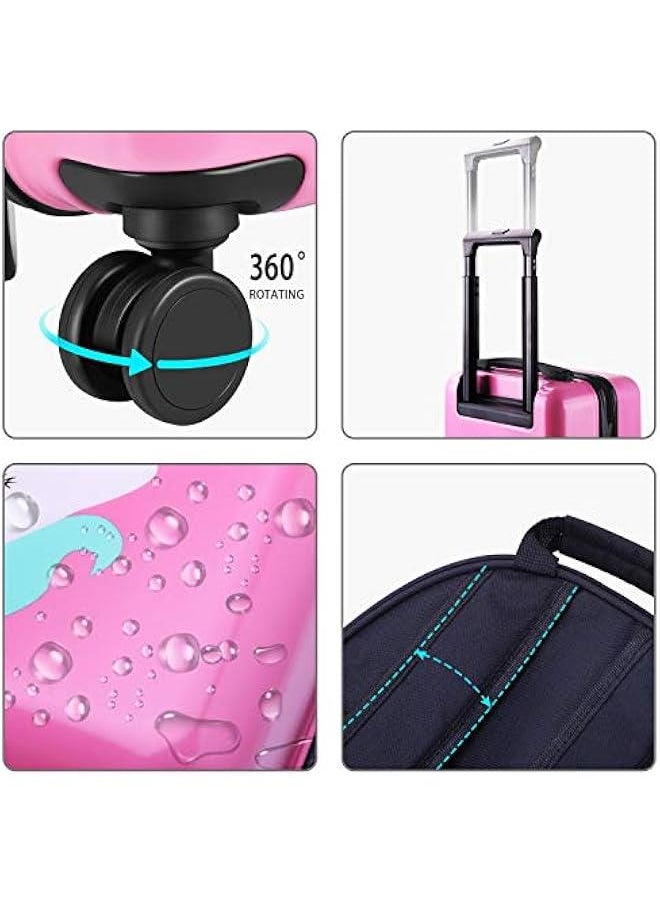 Unicorn Kids Luggage, Girls Carry on Suitcase, 18 Hardside Travel Luggage Set W/Backpack, Toddler Rolling Luggage W/ 4 Spinner Wheels, Children Holiday Birthday Gift