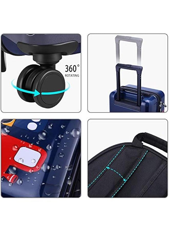 Airplane Kids Luggage, Boys Carry On Suitcase, 18 Hardside Travel Luggage Set W/Backpack, Toddler Rolling Luggage W/ 4 Spinner Wheels, Children Holiday Birthday Gift