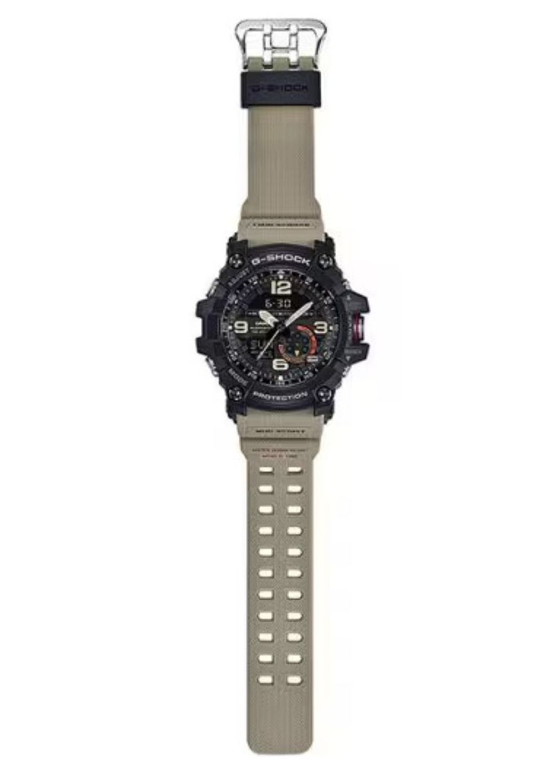 Casio G-Shock GG-1000-1A5DR Men's Mudmaster Watch – Twin Sensor, Mud Resistant, Analog-Digital, Military Style, Beige Resin Band, Shock Resistant, Outdoor Sport Tactical Watch