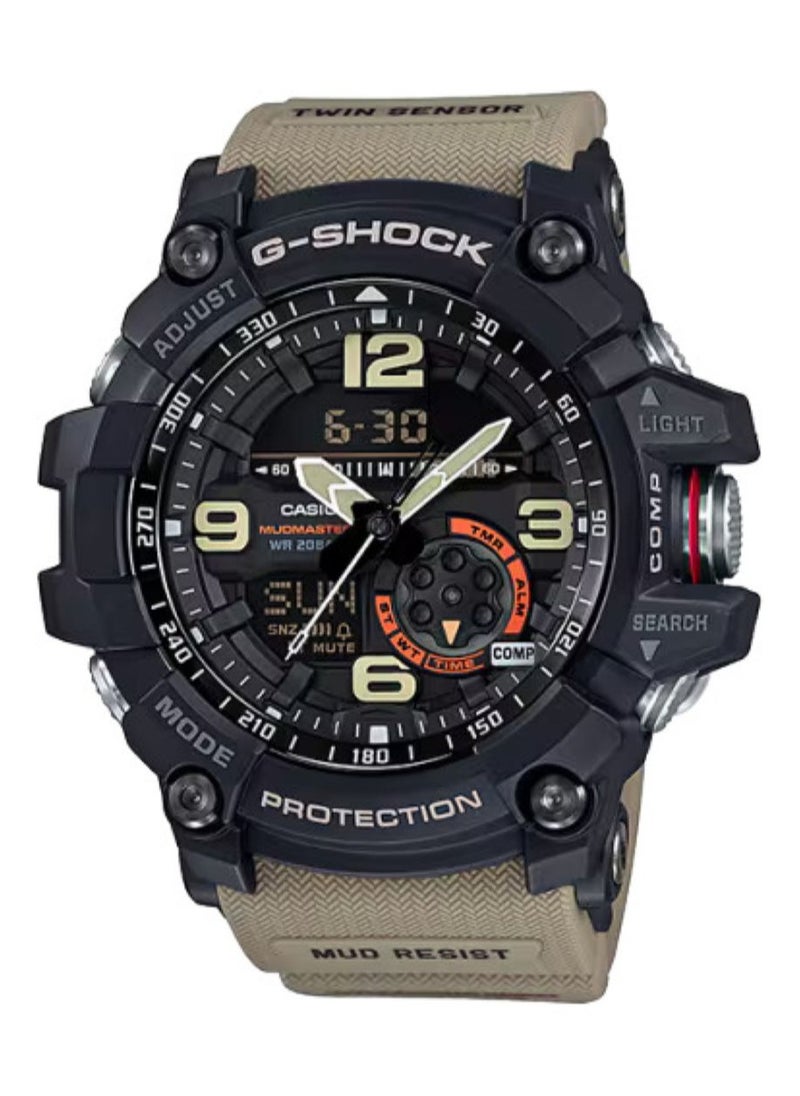 Casio G-Shock GG-1000-1A5DR Men's Mudmaster Watch – Twin Sensor, Mud Resistant, Analog-Digital, Military Style, Beige Resin Band, Shock Resistant, Outdoor Sport Tactical Watch