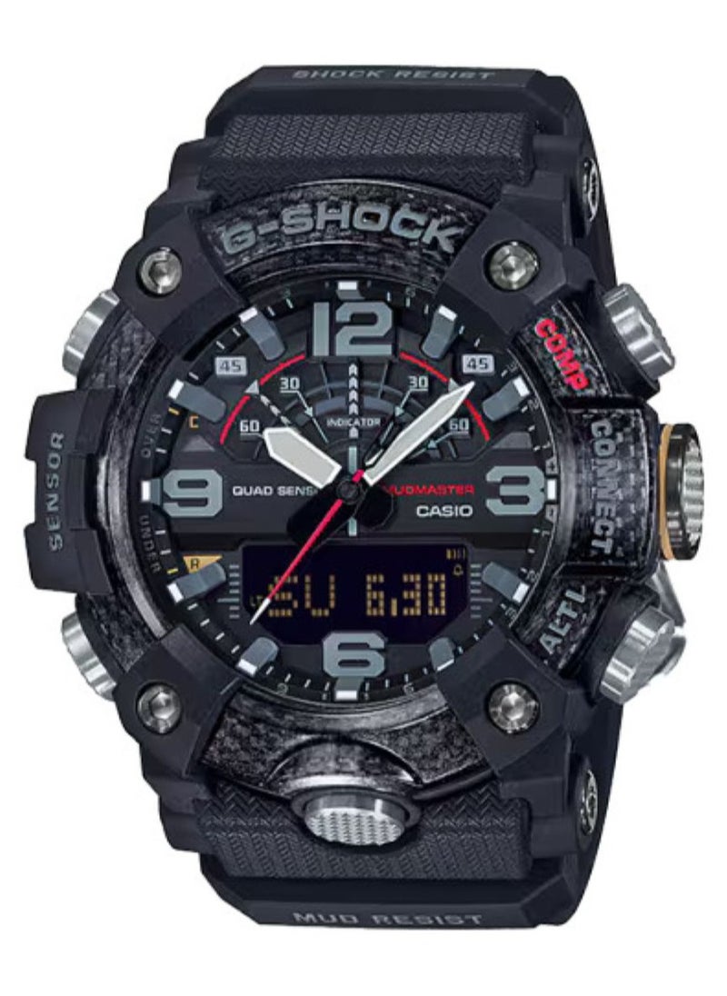 Casio G-Shock GG-B100-1ADR Men's Mudmaster Watch – Carbon Core Guard, Quad Sensor, Mud Resistant, Black Resin Band, Analog-Digital, Outdoor Tactical Military Sport Watch