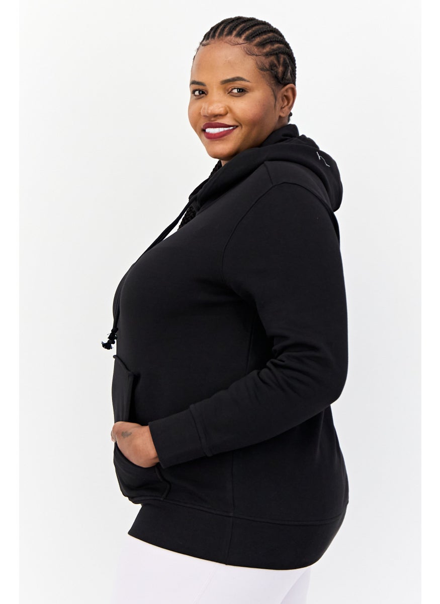 Women Plus Size Long Sleeves Outdoor Sweatshirt, Black