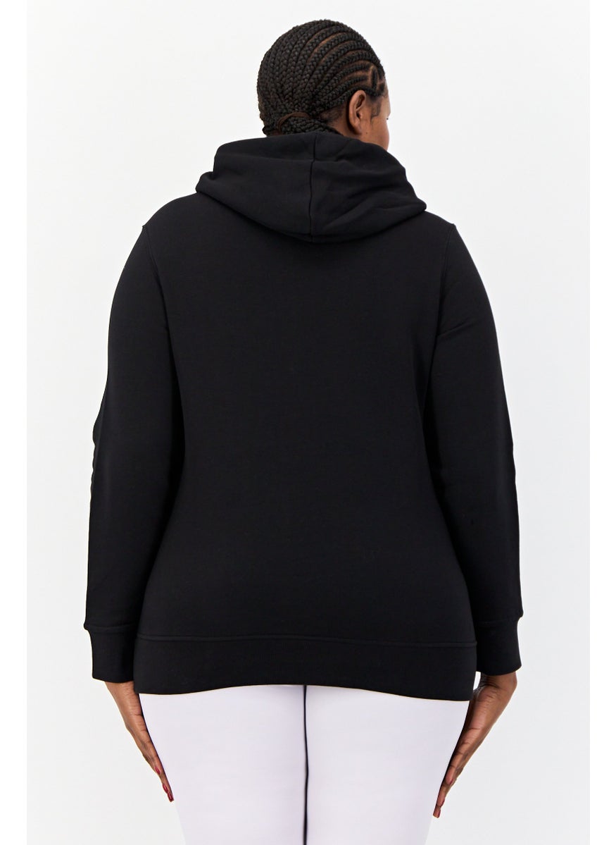 Women Plus Size Long Sleeves Outdoor Sweatshirt, Black