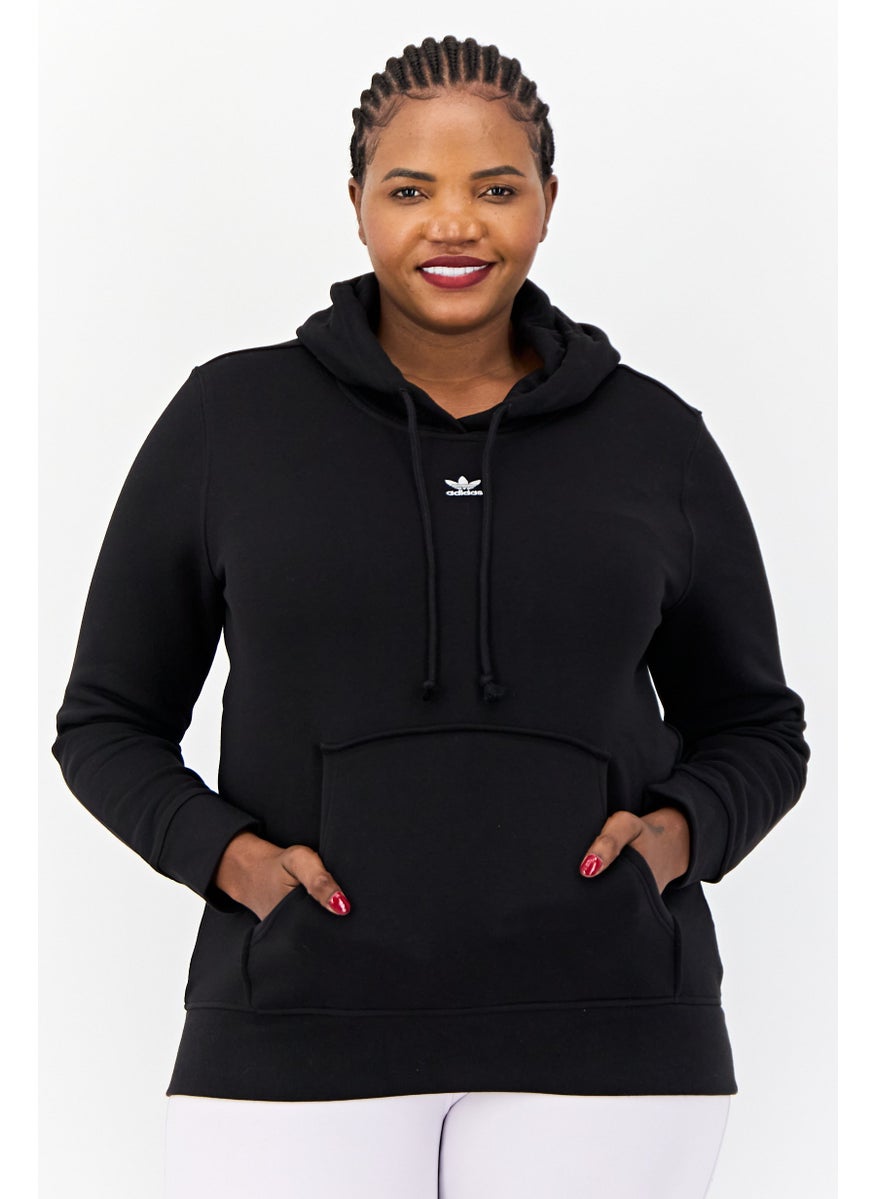 Women Plus Size Long Sleeves Outdoor Sweatshirt, Black