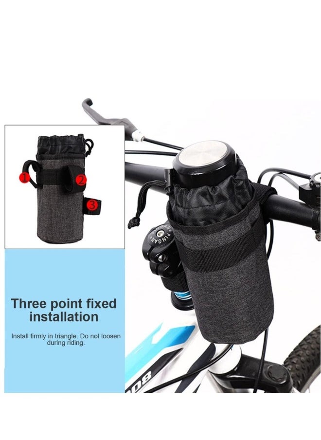 Bike Cup Holder Insulated Bicycle Coffee with Phone Storage Oxford Fabric Handlebar Drink Container for Mountain Road Cruiser Wheelchair Scooter