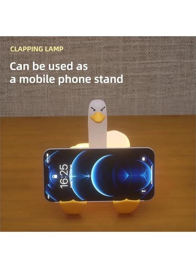 Duck LED Night Light for Kids Room, Nursery, Bedroom, Silicone Lamp Finger Duck Clapping Lamp Gift for Baby Boys,Girls