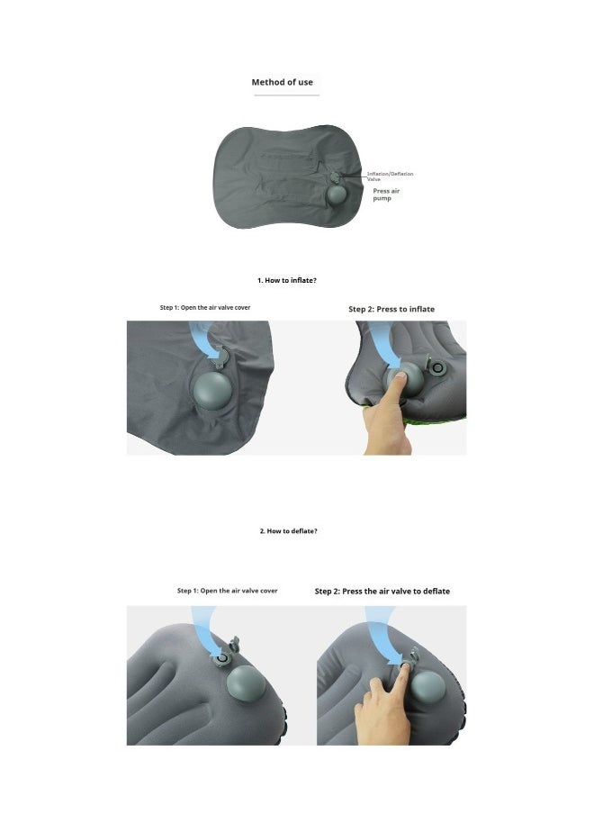Inflatable Travel Pillow Ultralight Camping Compressible Ergonomic Pillow For Neck Lumbar Support Comfortable Head Support Hiking Office Nap (Malachite Green)