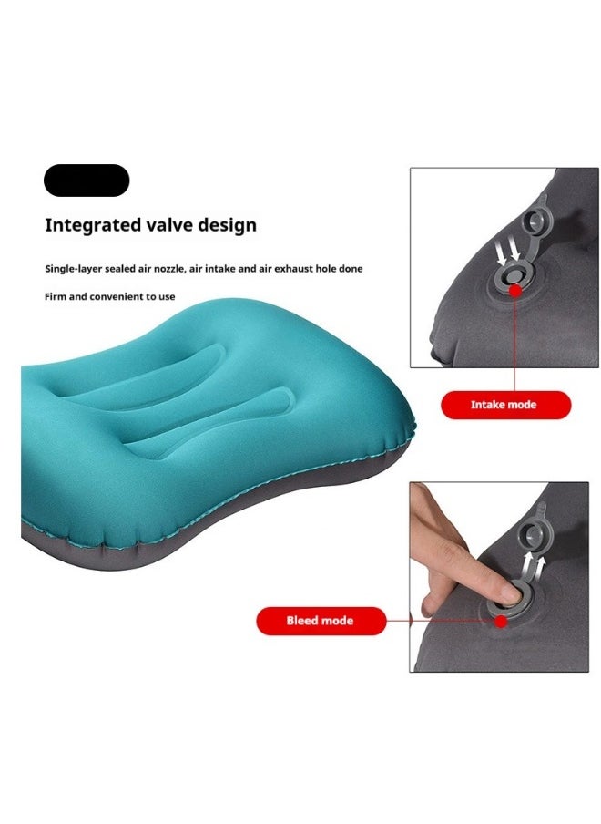 Inflatable Travel Pillow Ultralight Camping Compressible Ergonomic Pillow For Neck Lumbar Support Comfortable Head Support Hiking Office Nap (Malachite Green)
