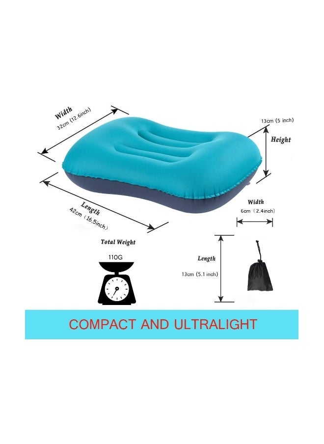 Inflatable Travel Pillow Ultralight Camping Compressible Ergonomic Pillow For Neck Lumbar Support Comfortable Head Support Hiking Office Nap (Malachite Green)