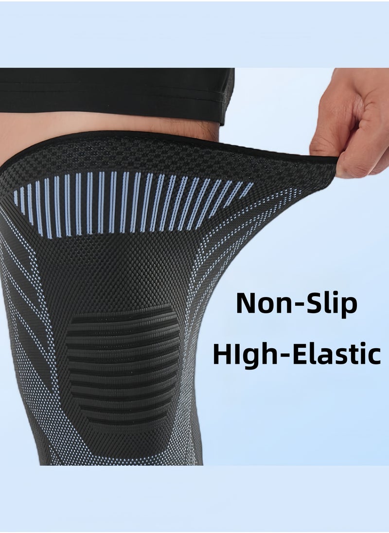 Sports Protective Knee Pads Knee Brace for Running Basketball Gym Workout Adjustable High-Elastic 2-Piece XL Non-Slip Knee Sleeve