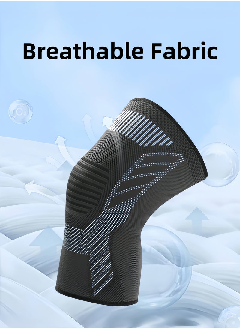 Sports Protective Knee Pads Knee Brace for Running Basketball Gym Workout Adjustable High-Elastic 2-Piece XL Non-Slip Knee Sleeve